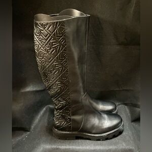 Karl Lagerfeld | "Meara" Tall Embossed Chunky Boots - Women's 11, Black